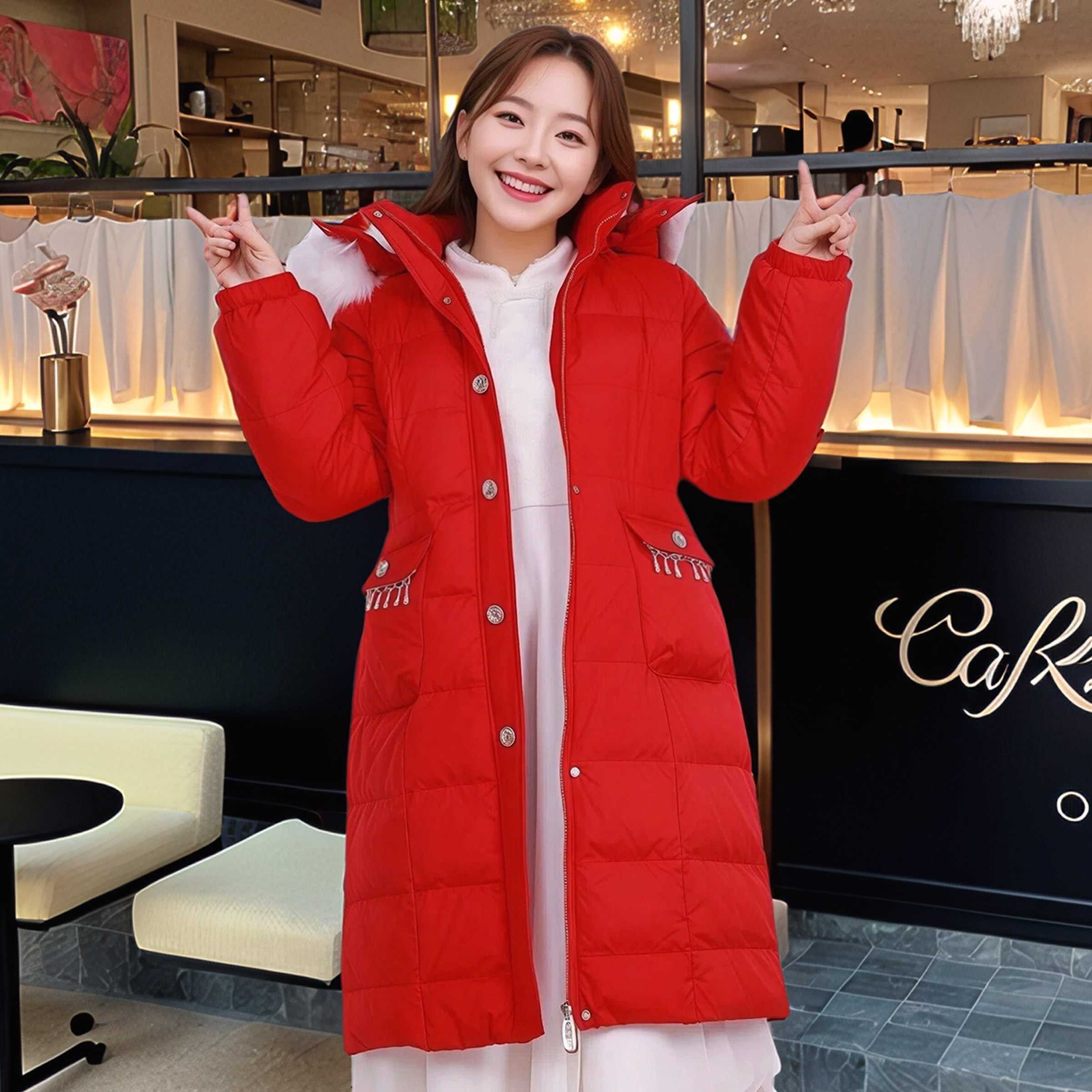 大码女装冬季加厚款棉衣胖MM洋气大毛领连帽中长珍珠流苏棉服外套,淘宝优惠券,粉丝福利购,淘宝优惠卷