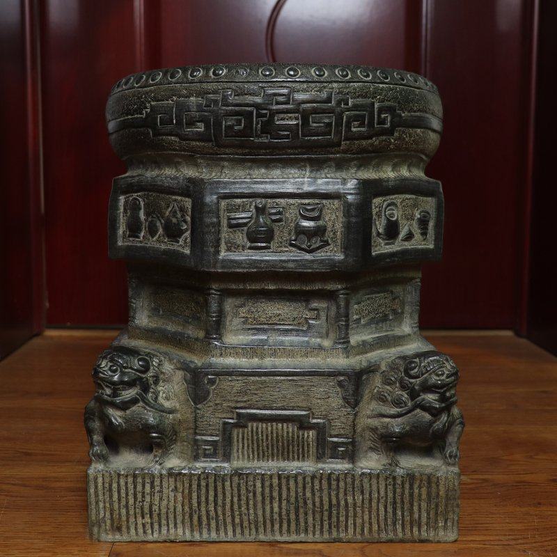 石雕青石雕刻仿古做旧八宝狮子石墩花盆底座中式复古古典装饰摆件,淘宝优惠券,粉丝福利购,淘宝优惠卷