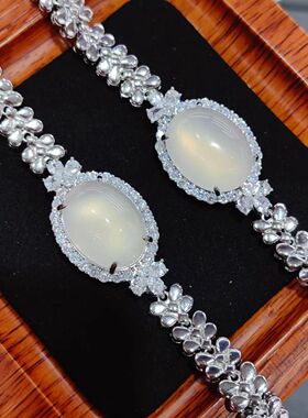 白玉髓女款鸽子蛋手链冰种