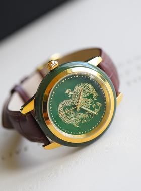防水真皮玉表金色龙凤新款