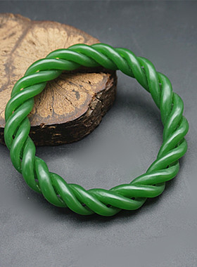 和田玉麻花手镯绞丝螺旋女款