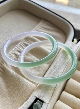 玉髓半山半水油青色手镯远山黛