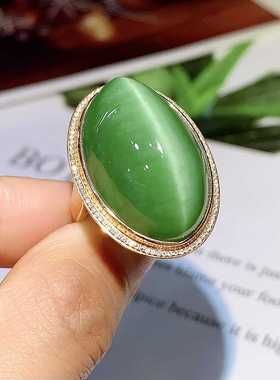 18k金绿老料碧玉天然和田玉蛋面