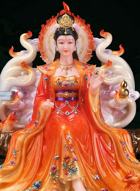 汉白玉九尾狐神像合成玉摆件