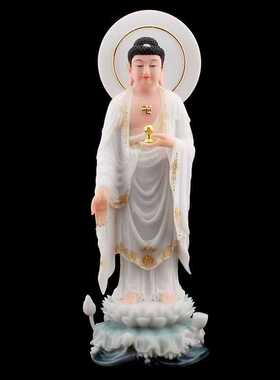 彩釉镶金西方三圣阿弥陀佛汉白玉