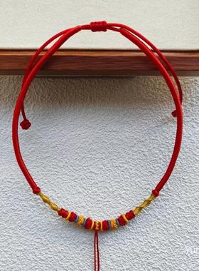 宝宝手工编织金锁银锁挂绳项链