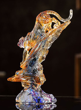 琉璃老虎摆件名扬天下创意家居装饰品乔迁升迁开业礼品生日礼物