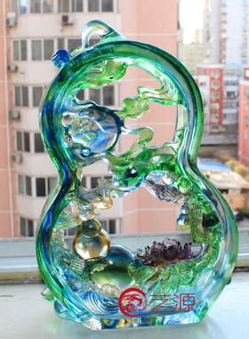 琉璃福禄寿客户家居装饰送长辈