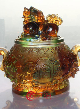 艺源 琉璃貔貅八吉祥聚宝盆企业公司开业乔迁家居饰品摆件