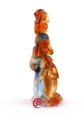 琉璃生肖贺岁吉祥物三不猴摆件