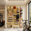 Perforated board storage rack entrance wall storage rack