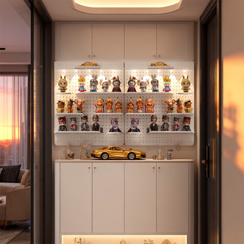 盲盒手办洞洞板置物架上墙面收纳架泡泡马特公仔展示架家用陈列架,淘宝优惠券,粉丝福利购,淘宝优惠卷