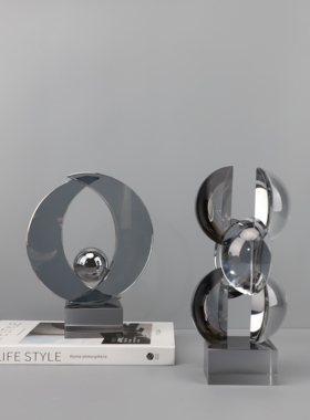 现代简约几何半圆水晶摆件