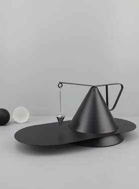 抽象金属平衡艺术蓝色小飞人摆件