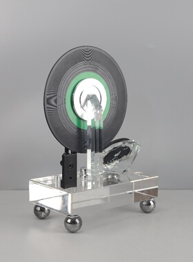 创意仿真黑胶唱片水晶播放机摆件