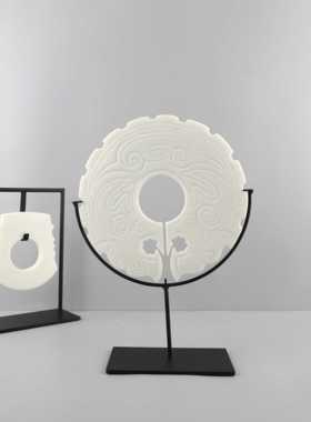 中式禅意树脂白色玉璧平安扣摆