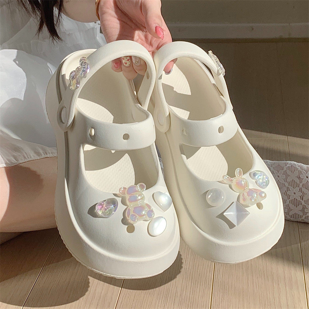 玛丽珍凉鞋厚底增高eva防滑沙滩鞋女夏季小熊爱心户外包头洞洞鞋,淘宝优惠券,粉丝福利购,淘宝优惠卷