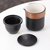 Black pottery travel tea set small set household portable exquisite outdoor teapot tea cup car travel quick cup