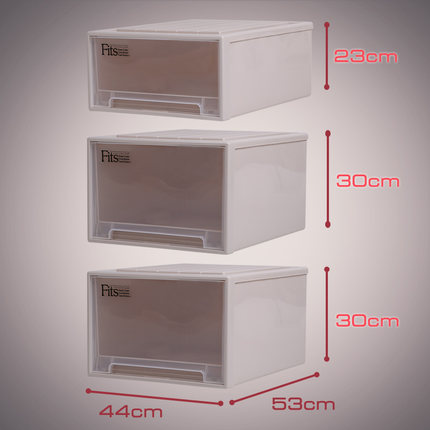 日本进口抽屉式收纳箱透明塑料衣柜收纳盒面宽44cm三个组合装-图0