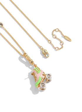 镶钻蝴蝶结可活动溜冰鞋吊坠项链