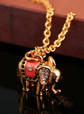 欧美时尚小象吊坠毛衣链