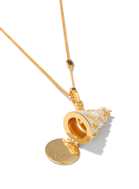 小鸟珍珠花朵千层奶油蛋糕吊坠