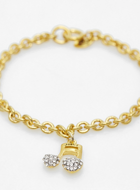 镶钻爱心字母金色可调节手链