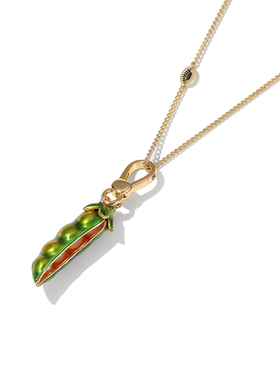 绿色豆荚珍珠吊坠项链