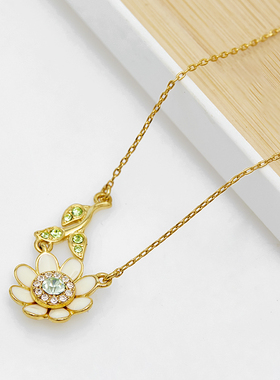 juicy雏菊花朵绿叶项链