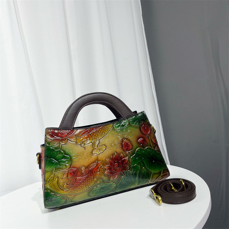 单肩包复古中国风招财鱼国风手提包大容量简约质感通勤休闲包包女,淘宝优惠券,粉丝福利购,淘宝优惠卷