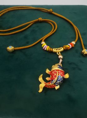 釉玩家沙金上岸锦鲤毛衣项链挂件