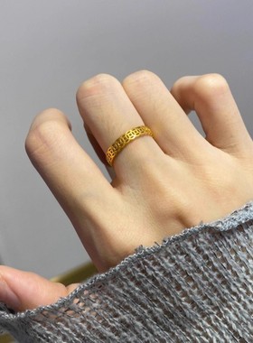 【2026】顺风水钱戒指新款钱多多钛钢设计款中国风戒指不掉色