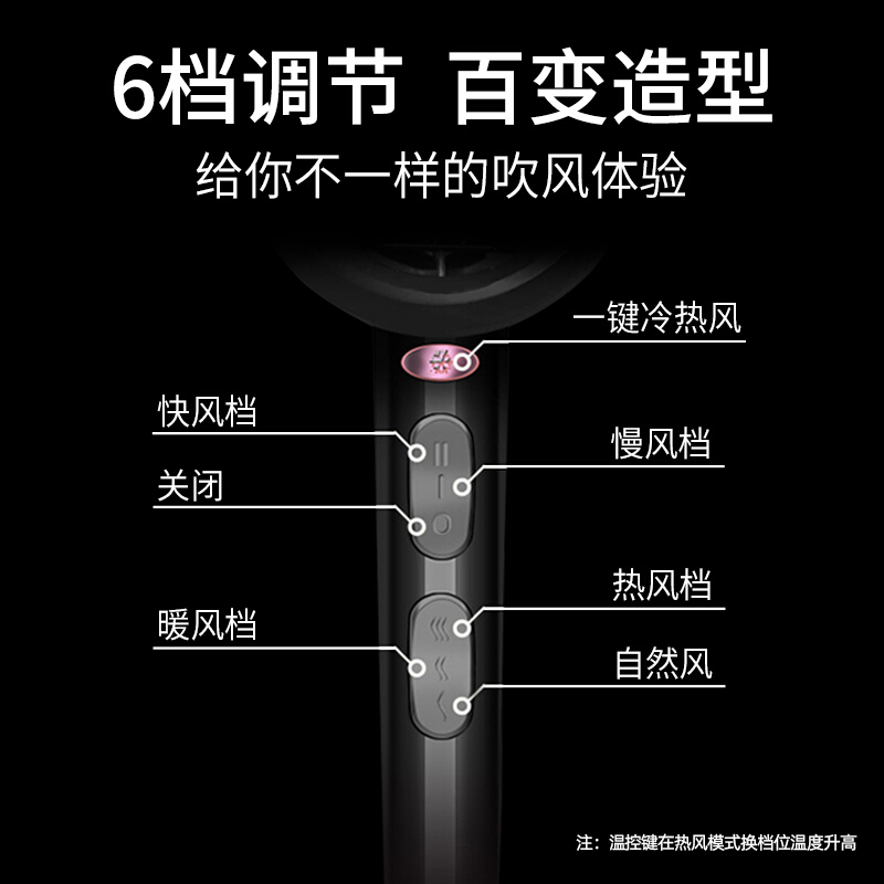 康夫大功率电吹风机家用理发店发廊恒温冷热风不伤发吹风筒2400W