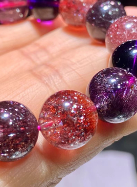 满矿满发超七手链老矿金草莓晶全顺发颗颗精选单珠尺寸13mm50克