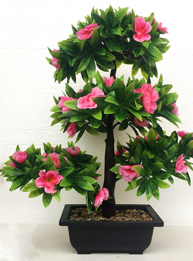 绢花假花塑料仿真花假桃花树盆景