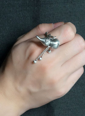 葫芦流苏复古做旧民族风开口戒指