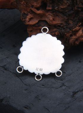 足银狮子头多环兽面头祥云配件吊坠复古做旧DIY可挂流苏纯银配件