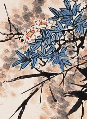 潘天寿大写意山水画国画雷婆云峰寿者潘天寿春塘水暖图客厅竖幅画