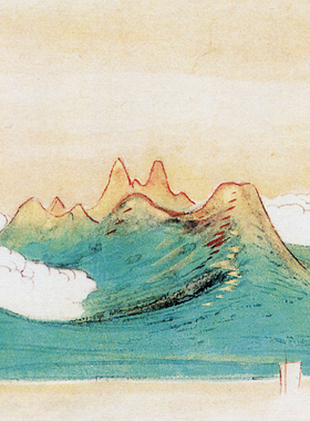张大千大青绿山水画青山帆影图杜甫诗意国画重彩装饰画会客室挂画