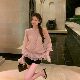 Rian trea Yuting summer wear slim bell sleeves ruffled waist top suspender bottoming two-piece set