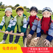Kindergarten Garden Clothing Submachine Clothing Three Sets Primary School Childrens School Uniform Autumn Winter Clothing Thickened Garnter Childrens Games Class Clothing