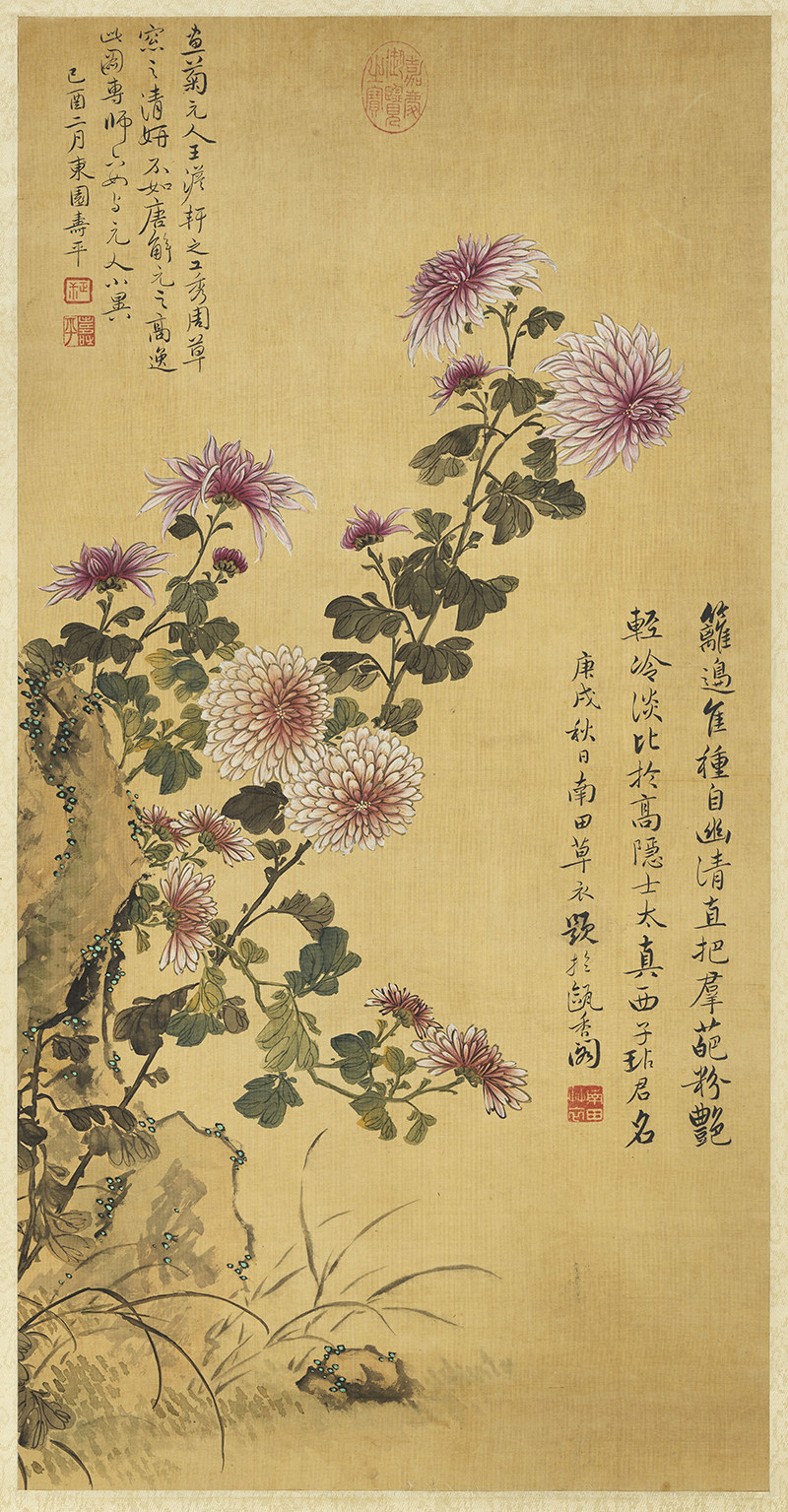 恽寿平画菊花图轴清朝古代写意花卉绘画装饰高清电子版大图片素材
