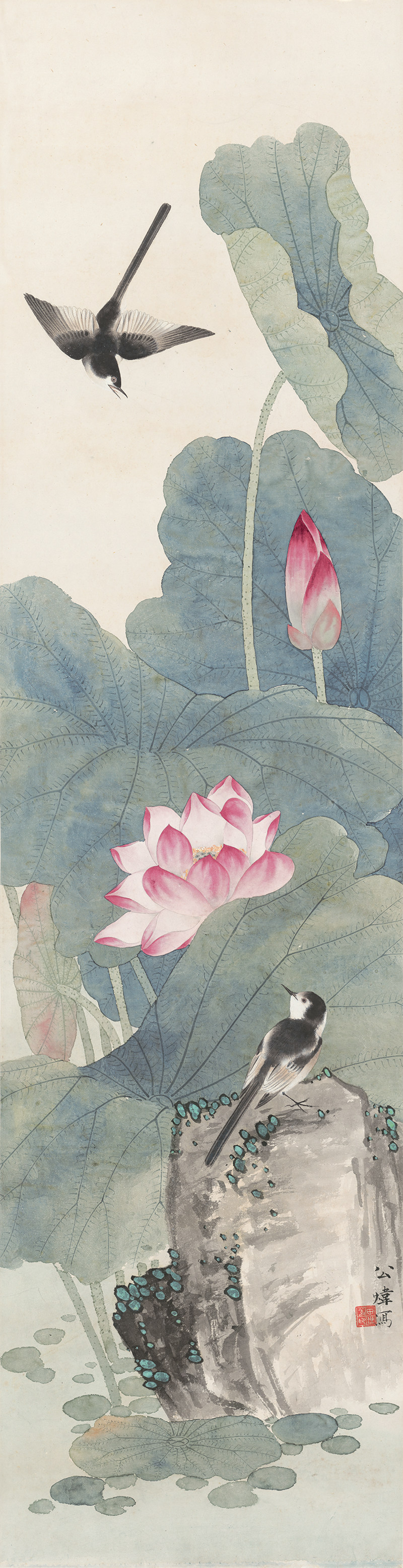 田世光荷塘双燕图古典工笔花鸟绘画装饰打印临摹高清电子图片素材