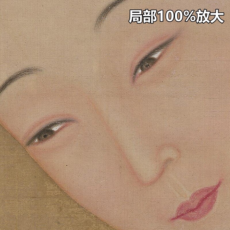 清朝宫廷画师雍正十二美人之裘装对镜图汉服装高清电子版图片素材