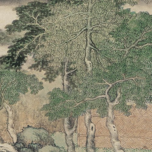 携琴访友图 清朝古代国画人物山水凉亭美景美术参考素材TIF电子版 - 图1