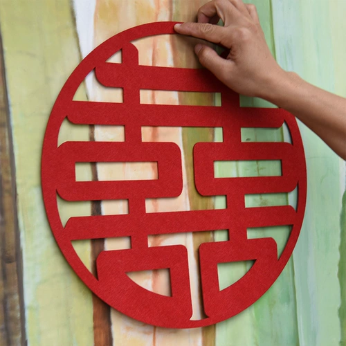 Нетканый материал со счастливыми словами, фетровая ткань, принадлежности для украшения счастливой свадьбы, наклейки для макета свадебного зала, свадьба в китайском стиле, красный, счастливый, розовый, фиолетовый