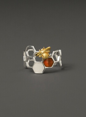 「馈赠」纯银开口戒指唯美文艺蜂巢蜜蜂小众设计高级感轻奢独特