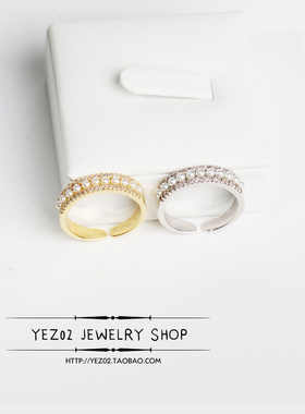 韩国珍珠戒指开口女可调节网红