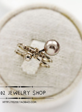 轻奢复古时尚个性风日式珍珠戒指