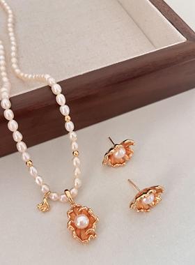 【Tonight or Never】S925纯银 海浪珍珠项链 耳钉法式轻奢高级感